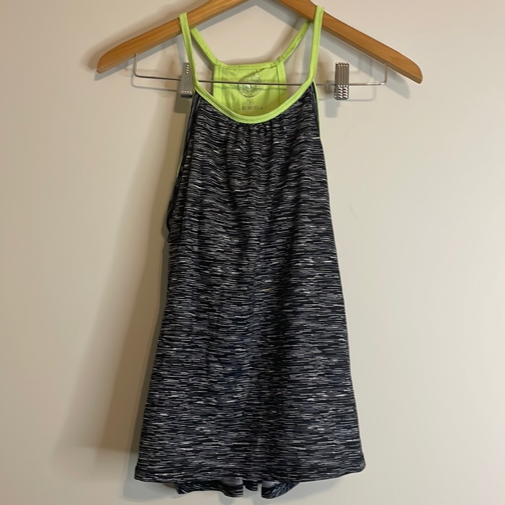 SO Black Marled Layered Tank Sz 16